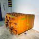 Double-sided wooden industrial filing cabinet with 48 vintage drawers