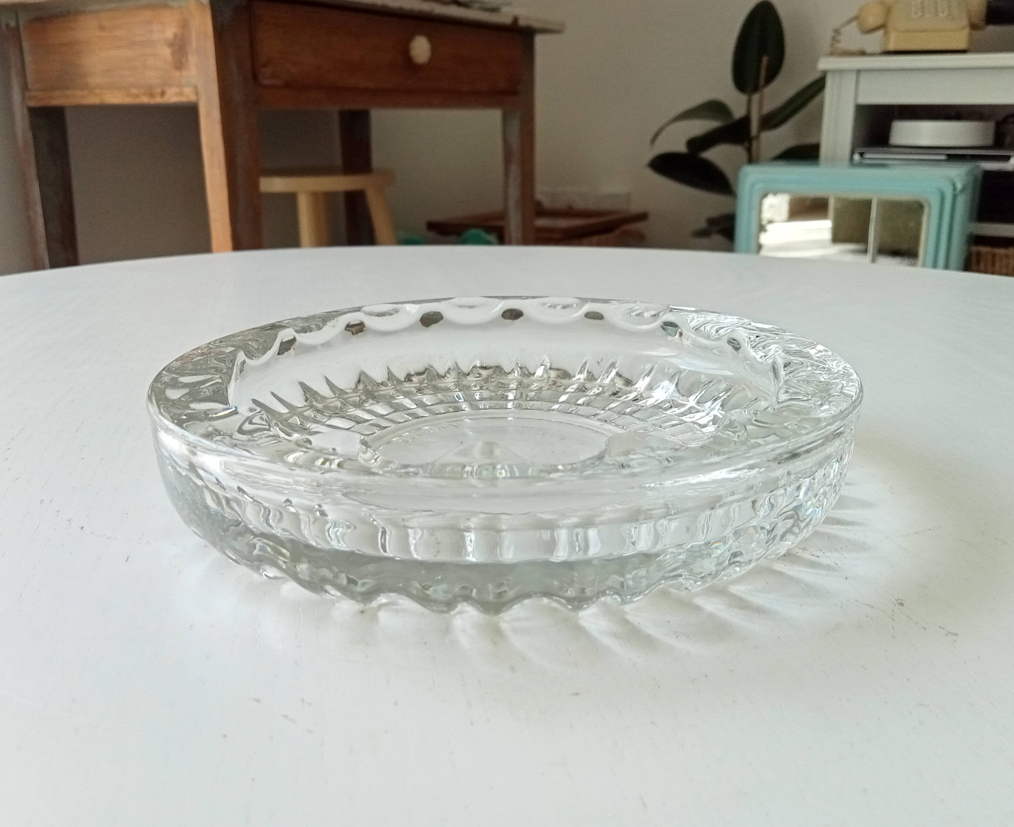 Large vintage molded glass ashtray