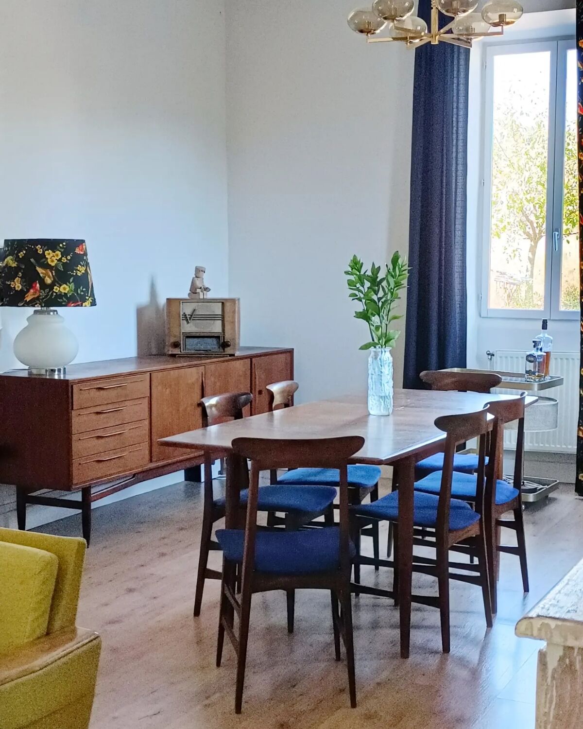 1960s Italian teak chairs in blue