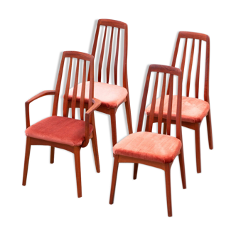Series of 4 Scandinavian chairs with openwork backs 1960. Designer Benny LINDEN