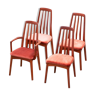Série de 4 chaises scandinaves à dossier ajouré 1960. Designer Benny LINDEN