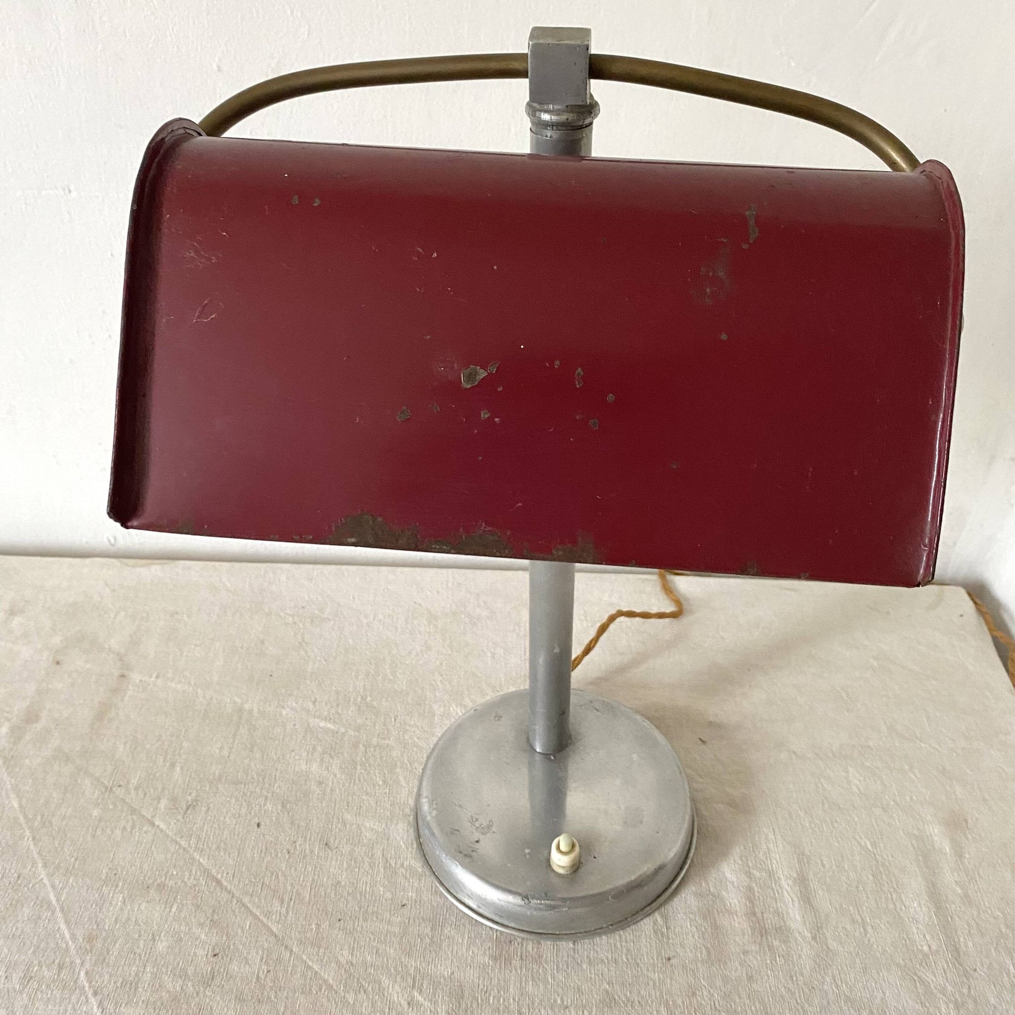 Lampe de bureau art déco en alu et tôle