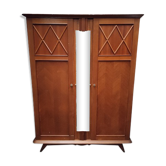 Vintage wardrobe with compass feet and central mirror Scandinavian style design