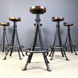 Vintage brutalist wrought iron bar stools, 1970s - set of 6