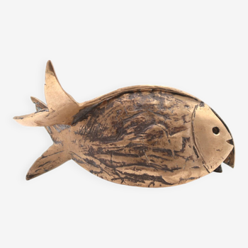 Modernist bronze paperweight, fish, 1970s