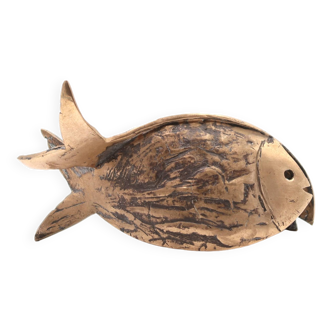 Modernist bronze paperweight, fish, 1970s