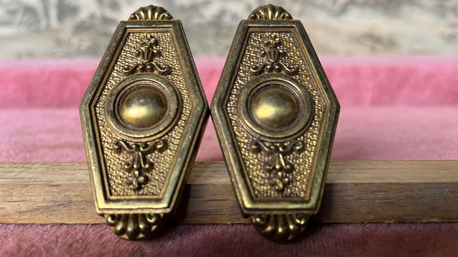 Pair of antique bronze handles