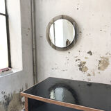 Smoked round design mirror Veca Italy
