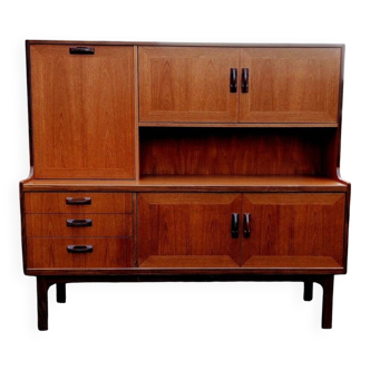 Mid-Century enfilade in brown teak veneer by E. Gomme for G-Plan, 1962, 160×45×145 cm