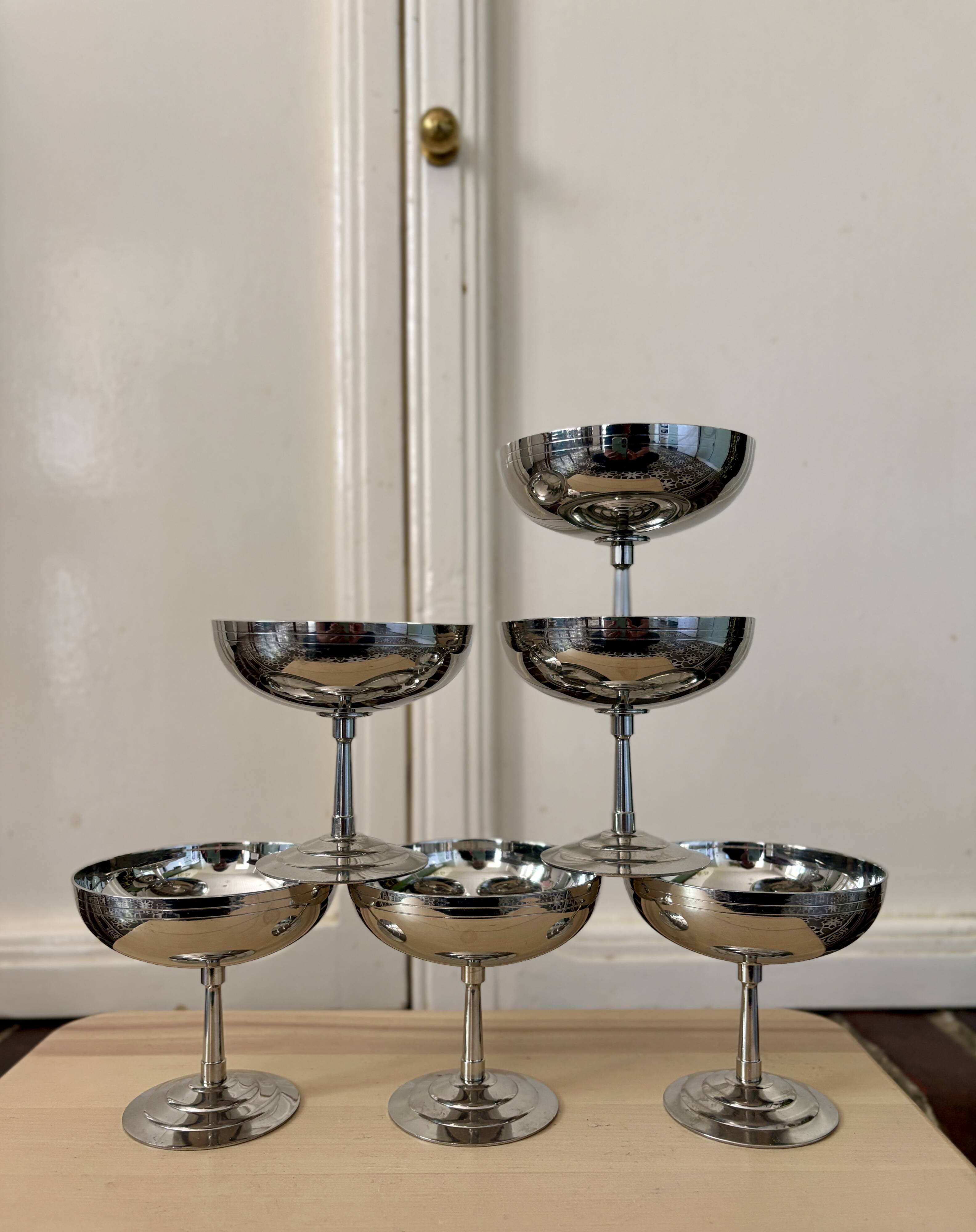 Lot de 6 coupes vintage en inox