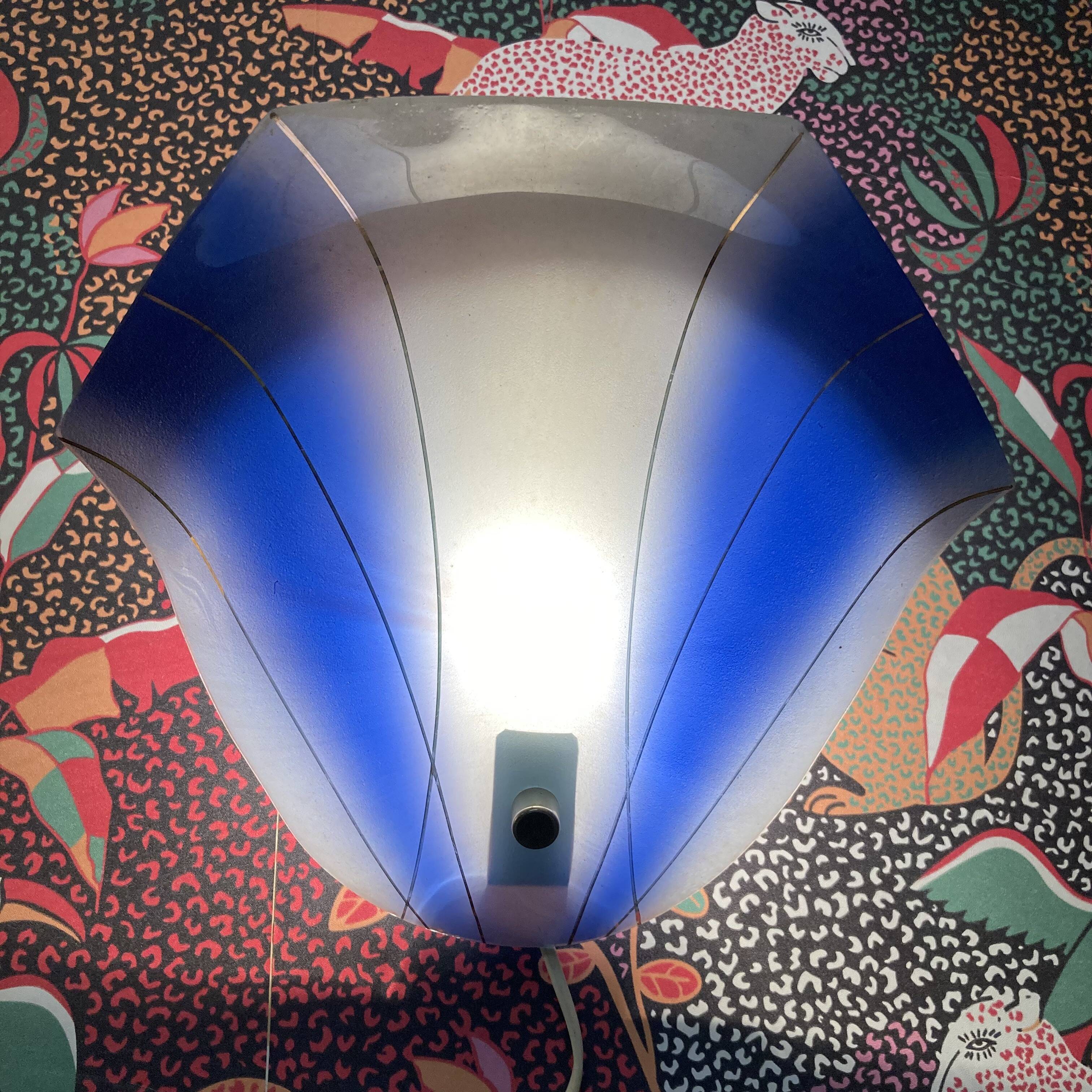 Blue glass wall lamp, Scandinavian design, 1950s.