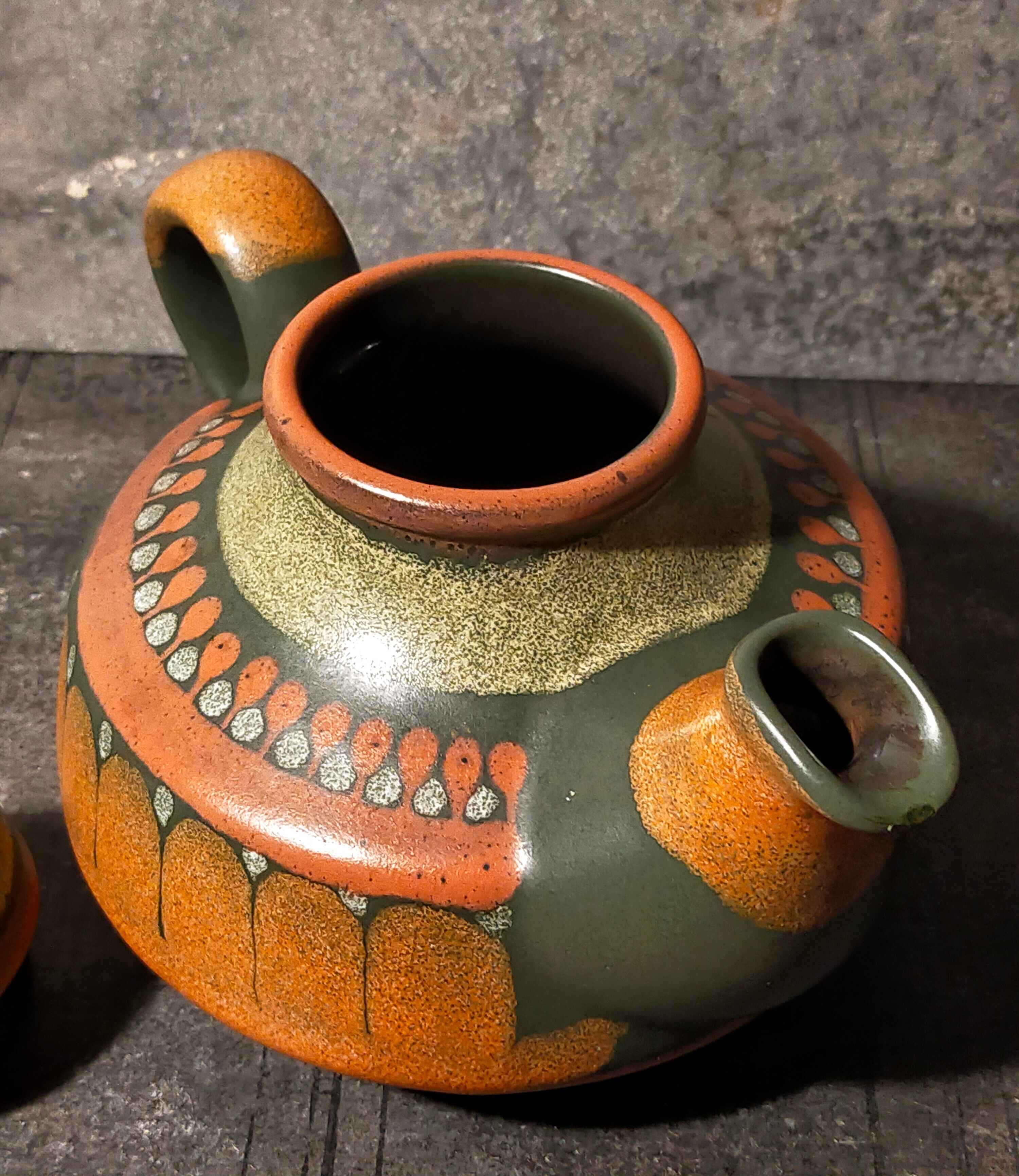 Ceramic teapot kmk manuell west-germany 70s, lima décor