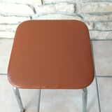 Set of 2 brown leatherette stools