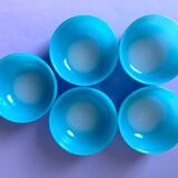 5 ramequins huile lesieur en verre bleu