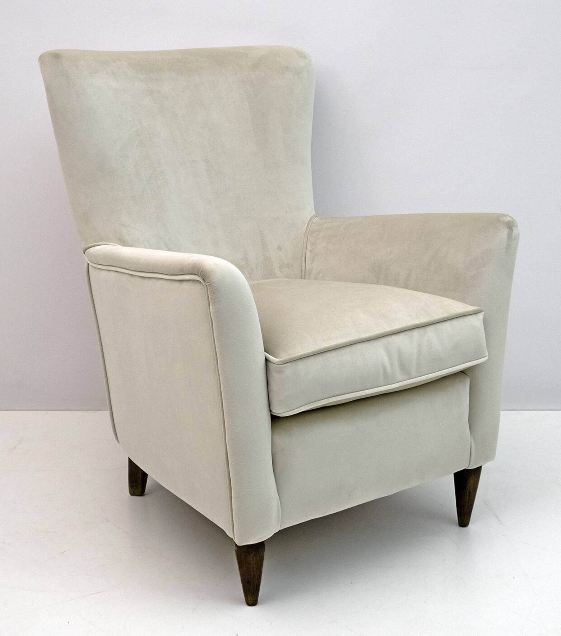 Pair of Gio Ponti Style Mid-Century Modern Italian Velvet Armchairs for Isa