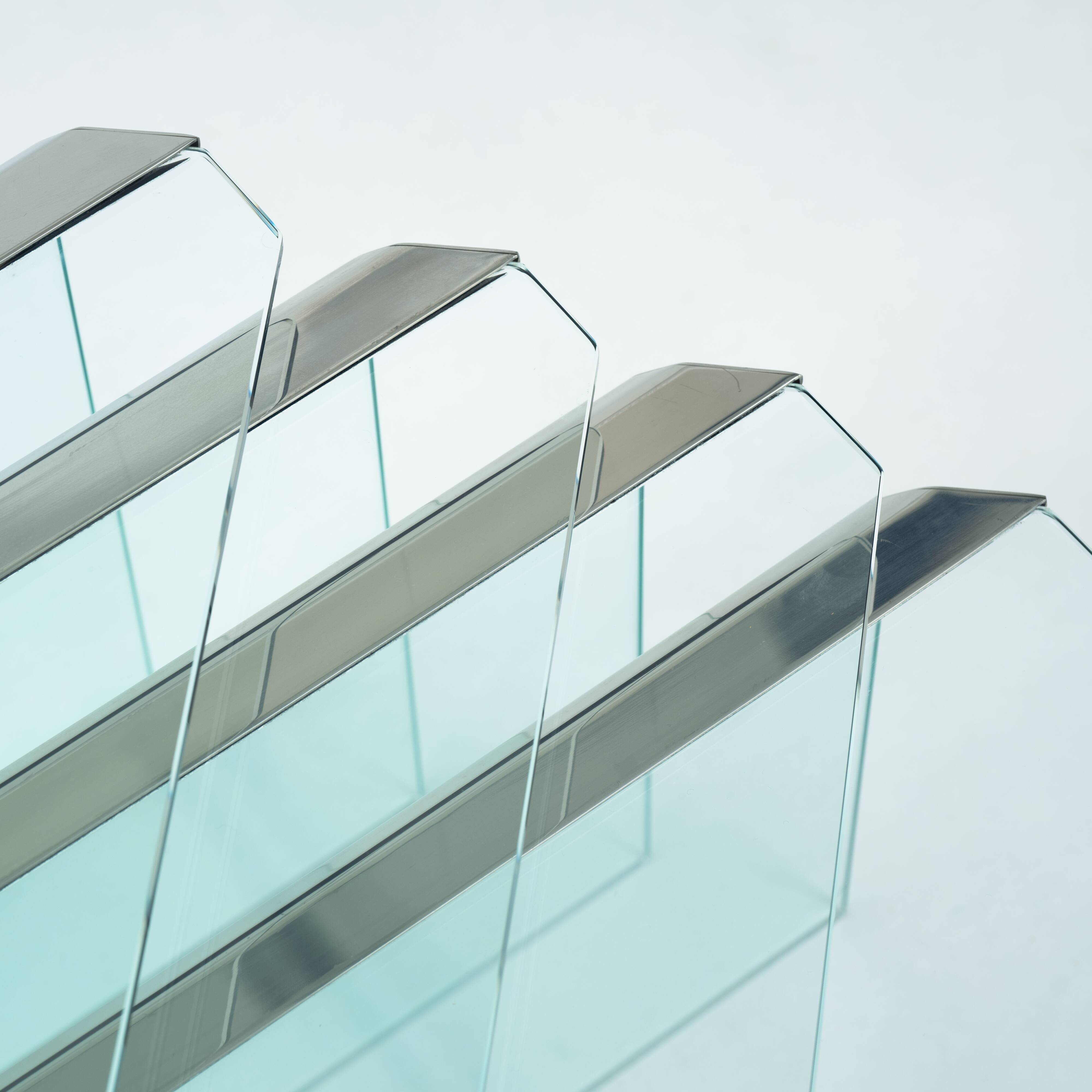 Glass & chrome Nesting Tables by Pierangelo Galotti Radice, Italy, 1970s