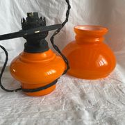 Lustre suspension, vintage, opaline, Orange Annee70