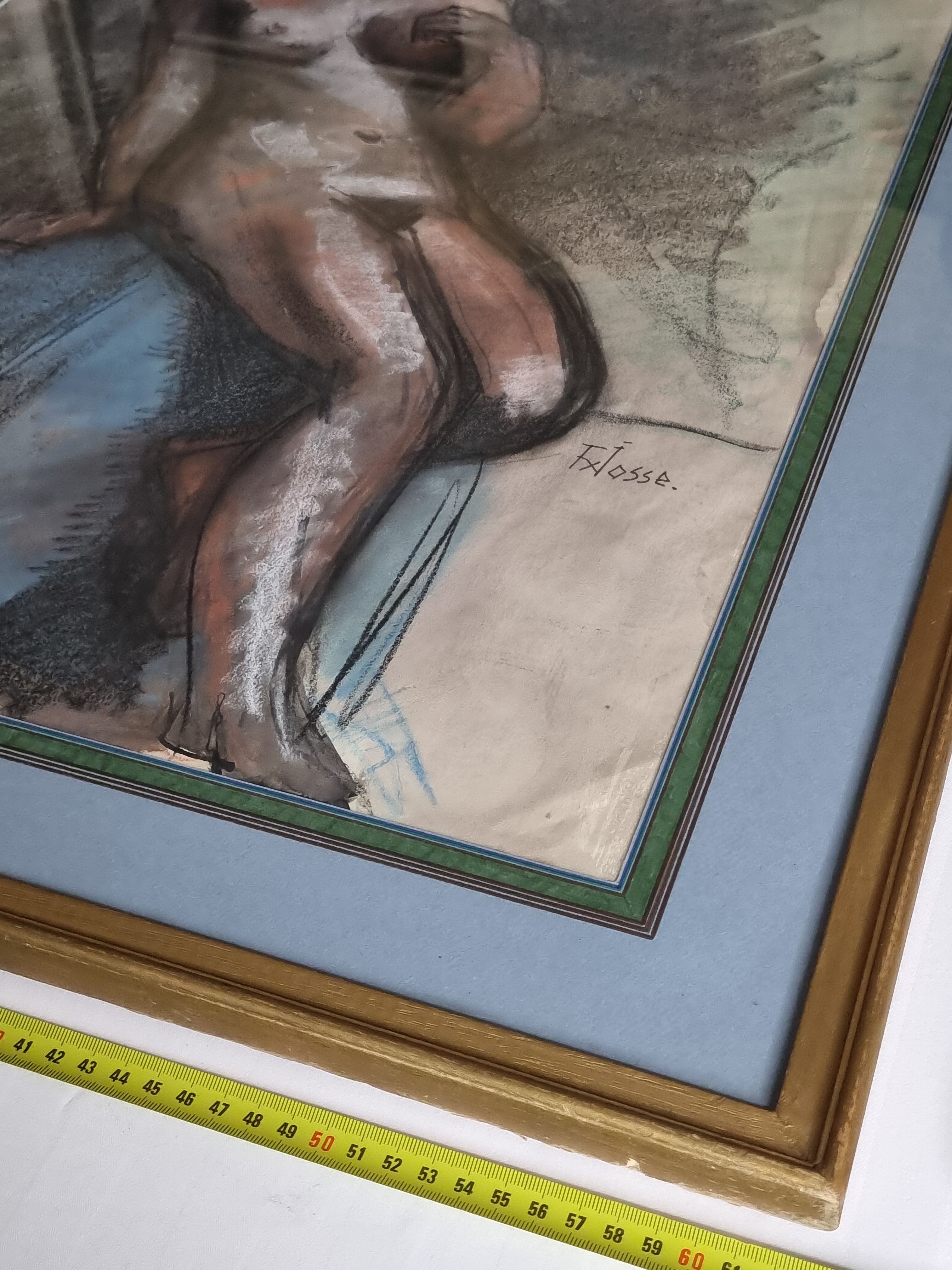 Nude study "Mademoiselle de B", signed by François Xavier Josse, 50s, 80 x 63 cm