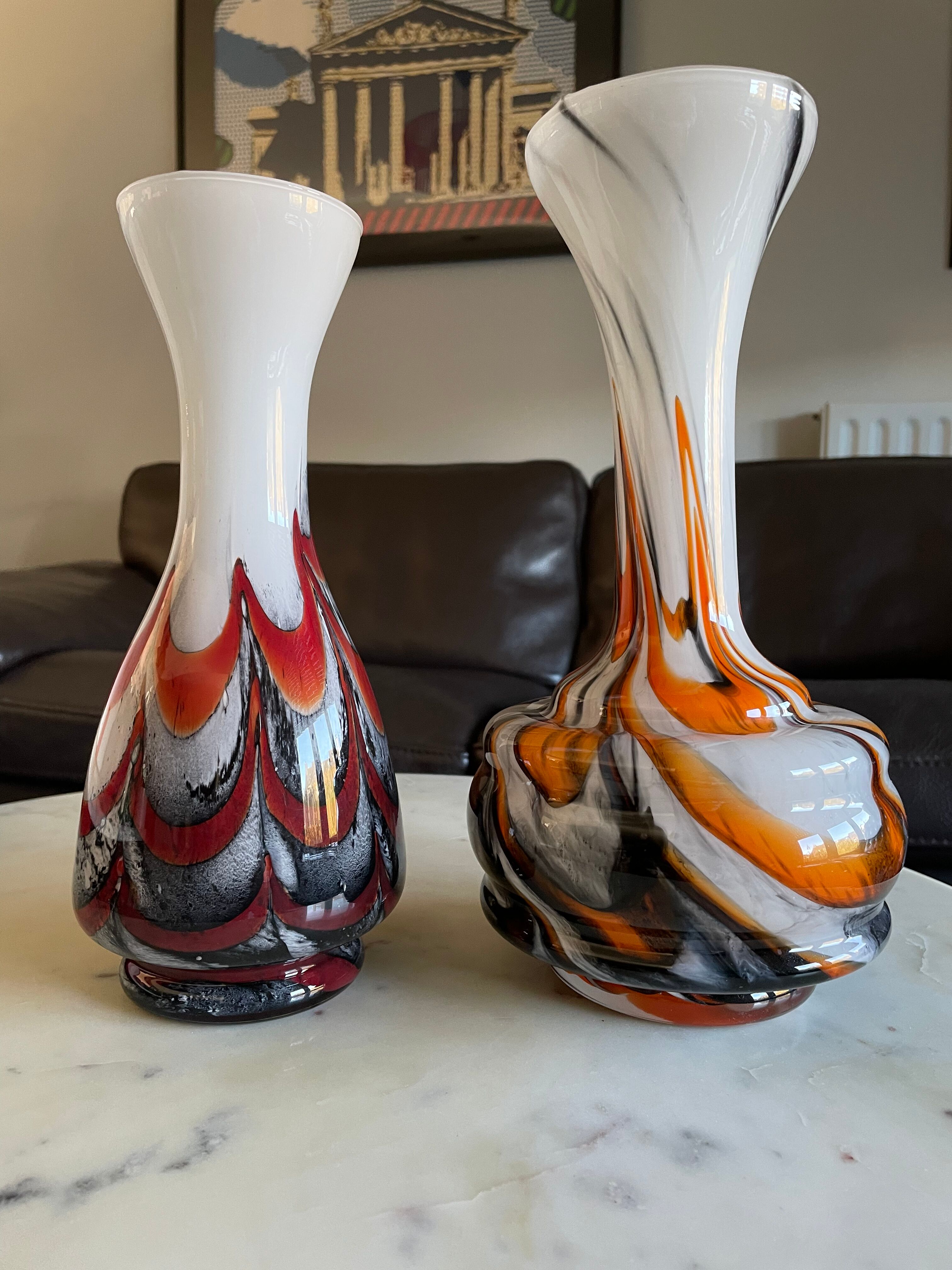 Set of two vintage Murano vases in blown glass