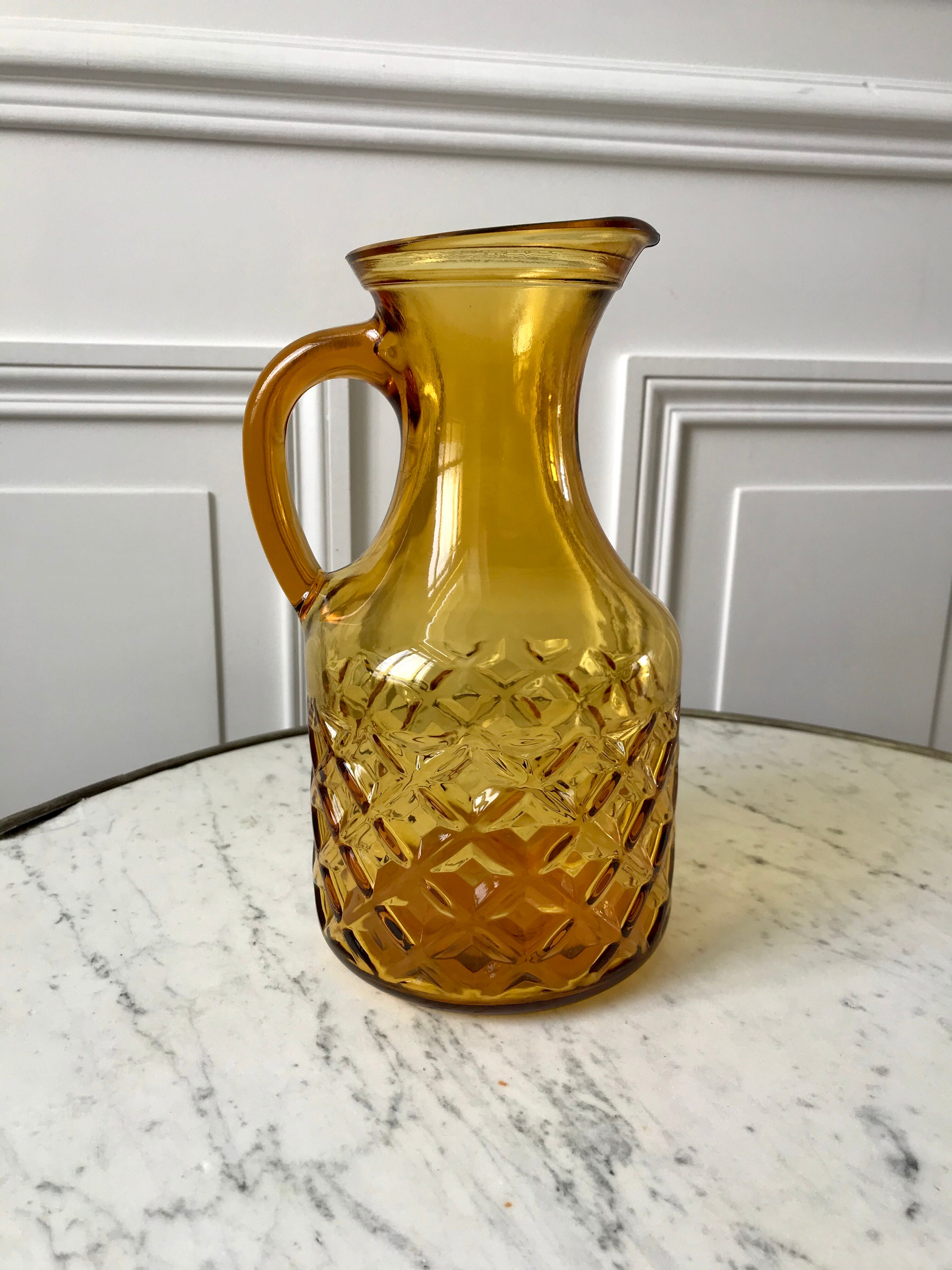 Amber glass decanter 70s