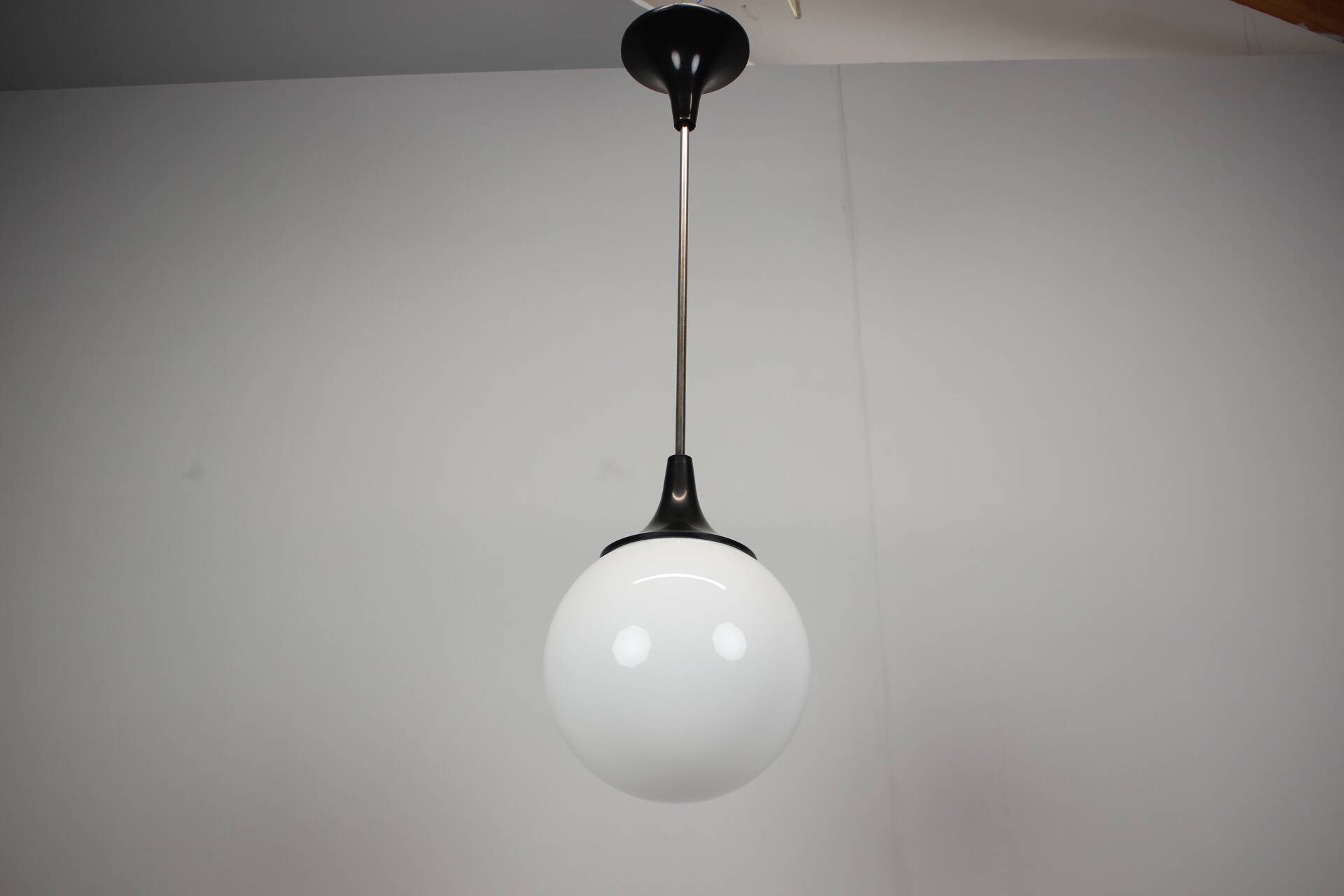 Czechoslovak opaline glass pendant globe, 1970s