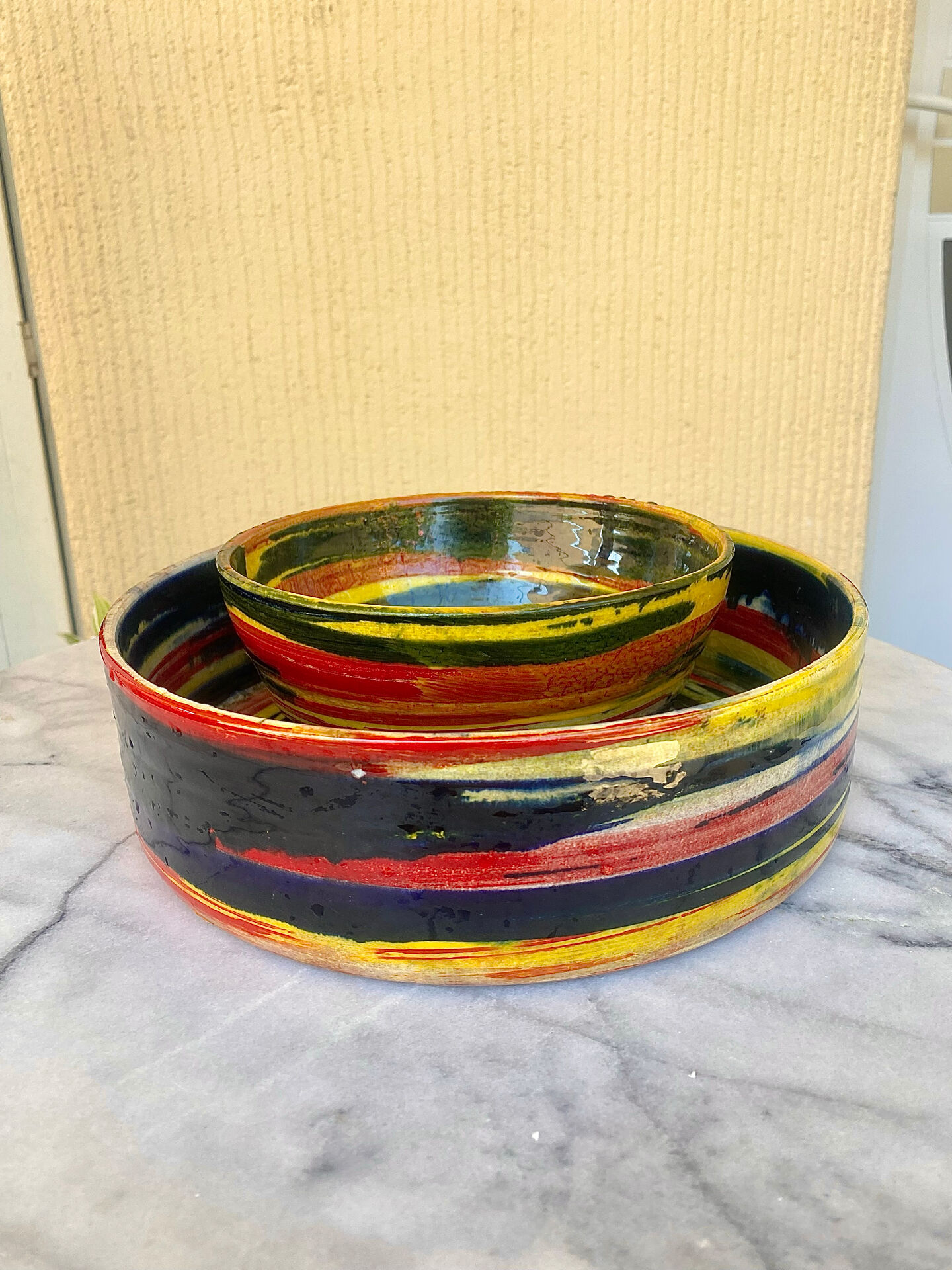 Large glazed terracotta centrepiece signed