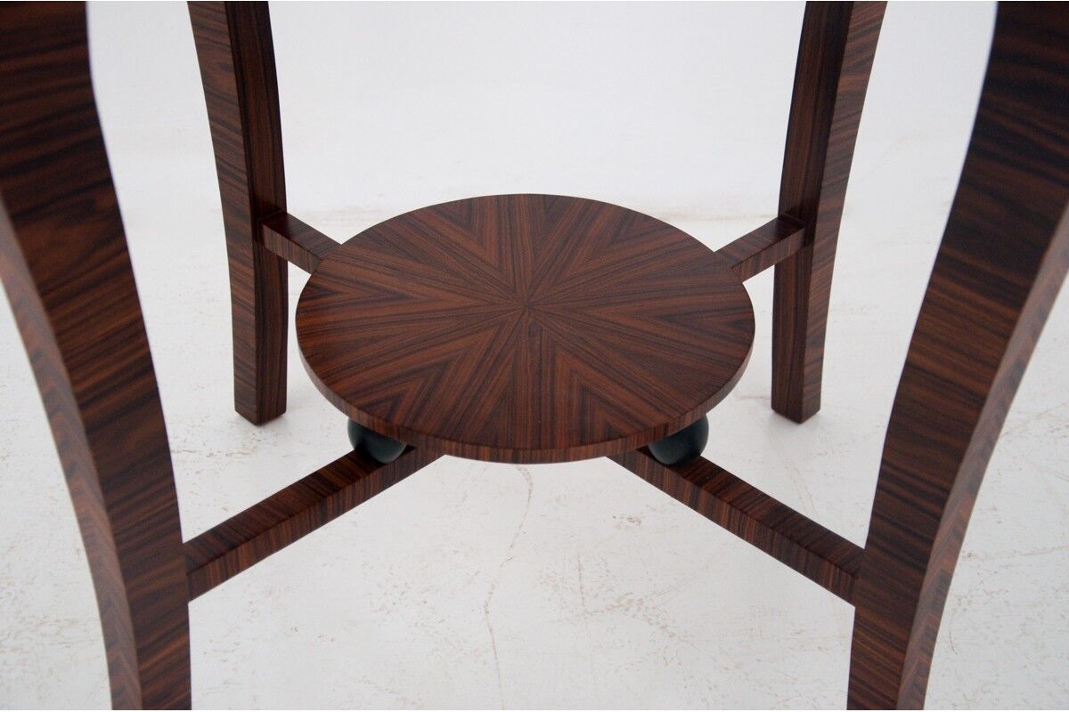 Table basse ronde art déco, pologne, milieu du 20ème siècle