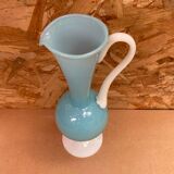 Ancien pichet aiguière opaline bleu & blanc vintage