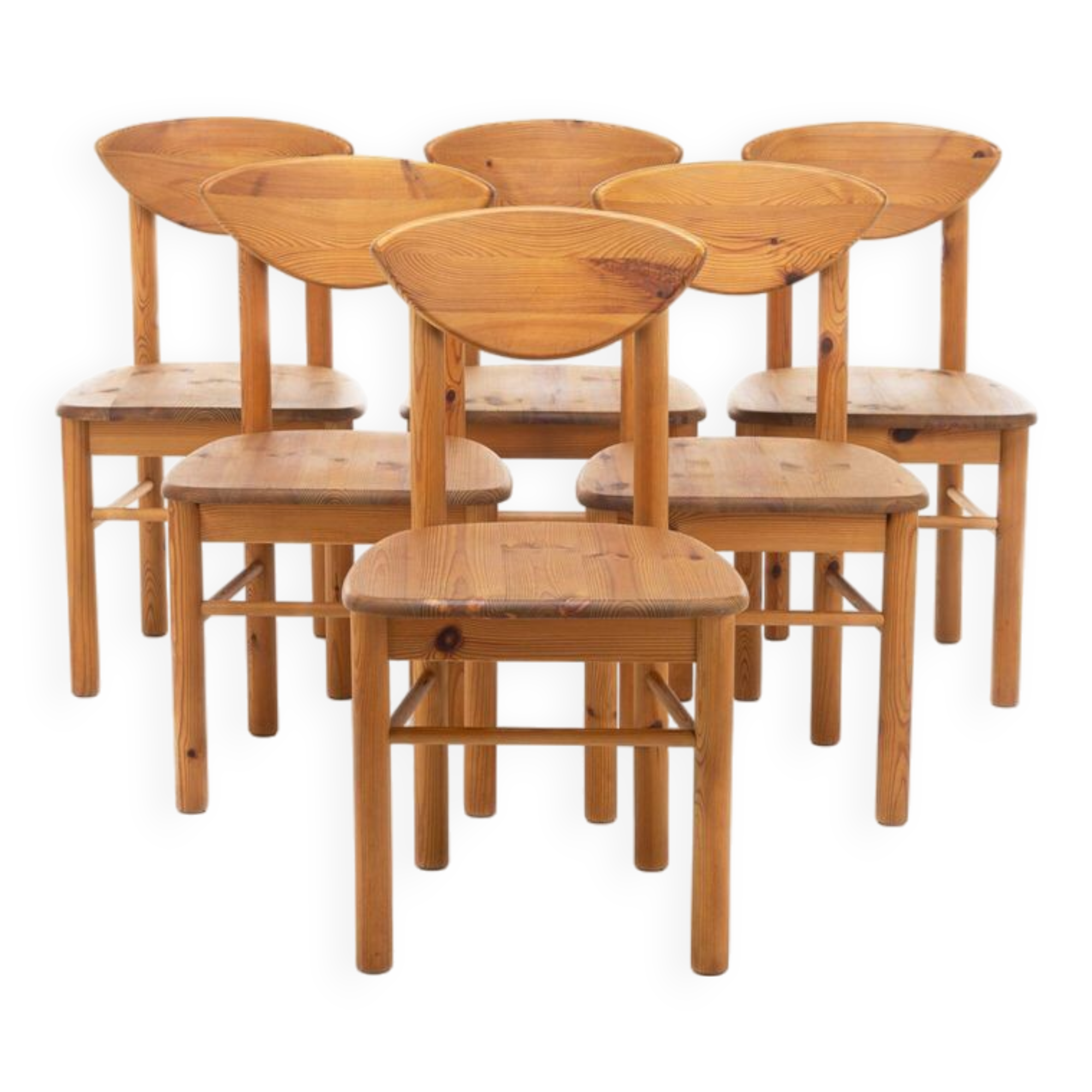 Suite de 6 chaises à repas vintage en pin