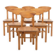 Suite de 6 chaises à repas vintage en pin