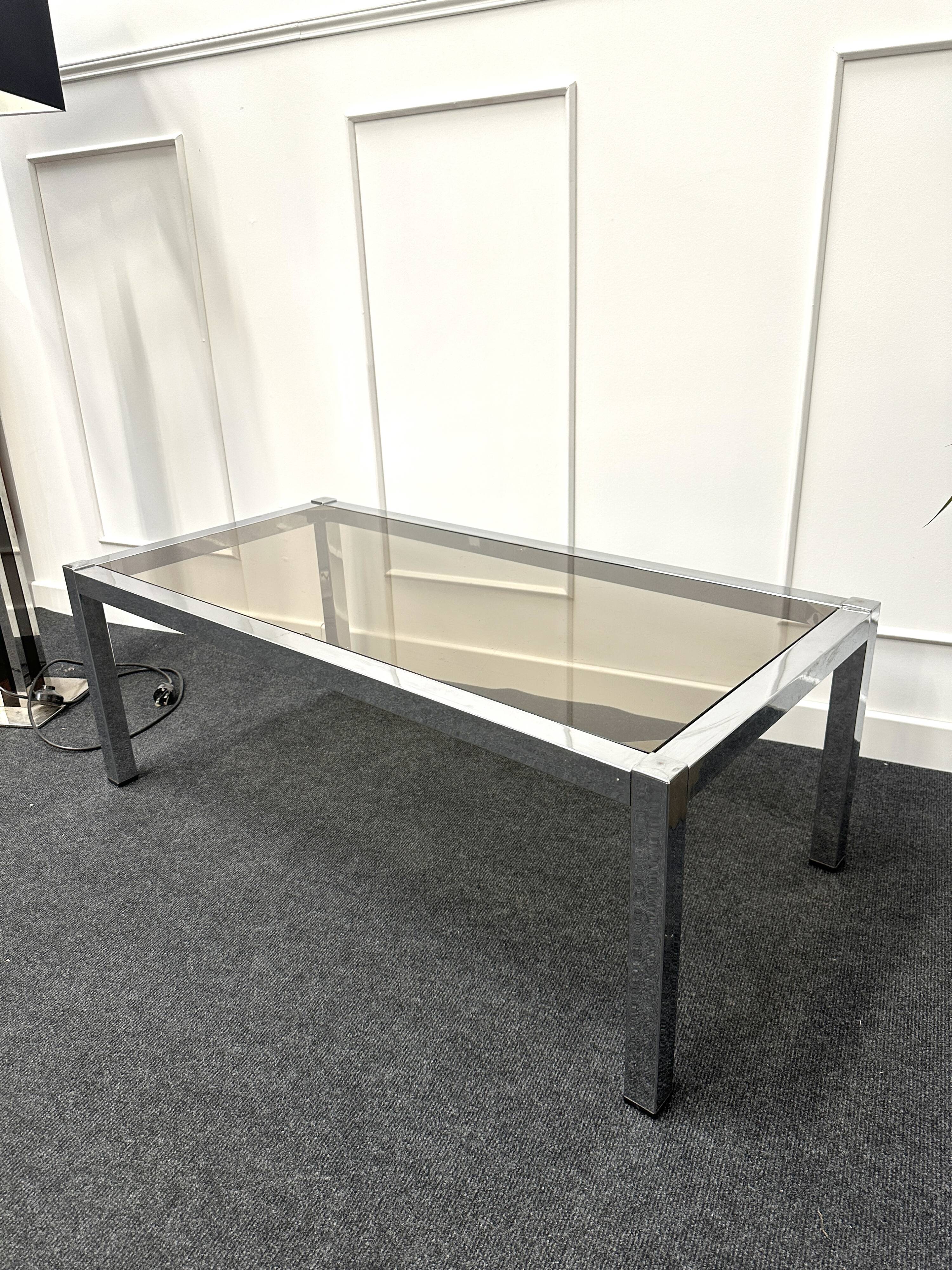 Chrome coffee table and smoked glass