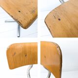 Mid Century Chaise d'école Chaise d'enfant Bois Métal Vintage Rétro Chambre d'enfant Pied Skandi Sca