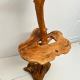 Vintage brutalist style wooden floor lamp