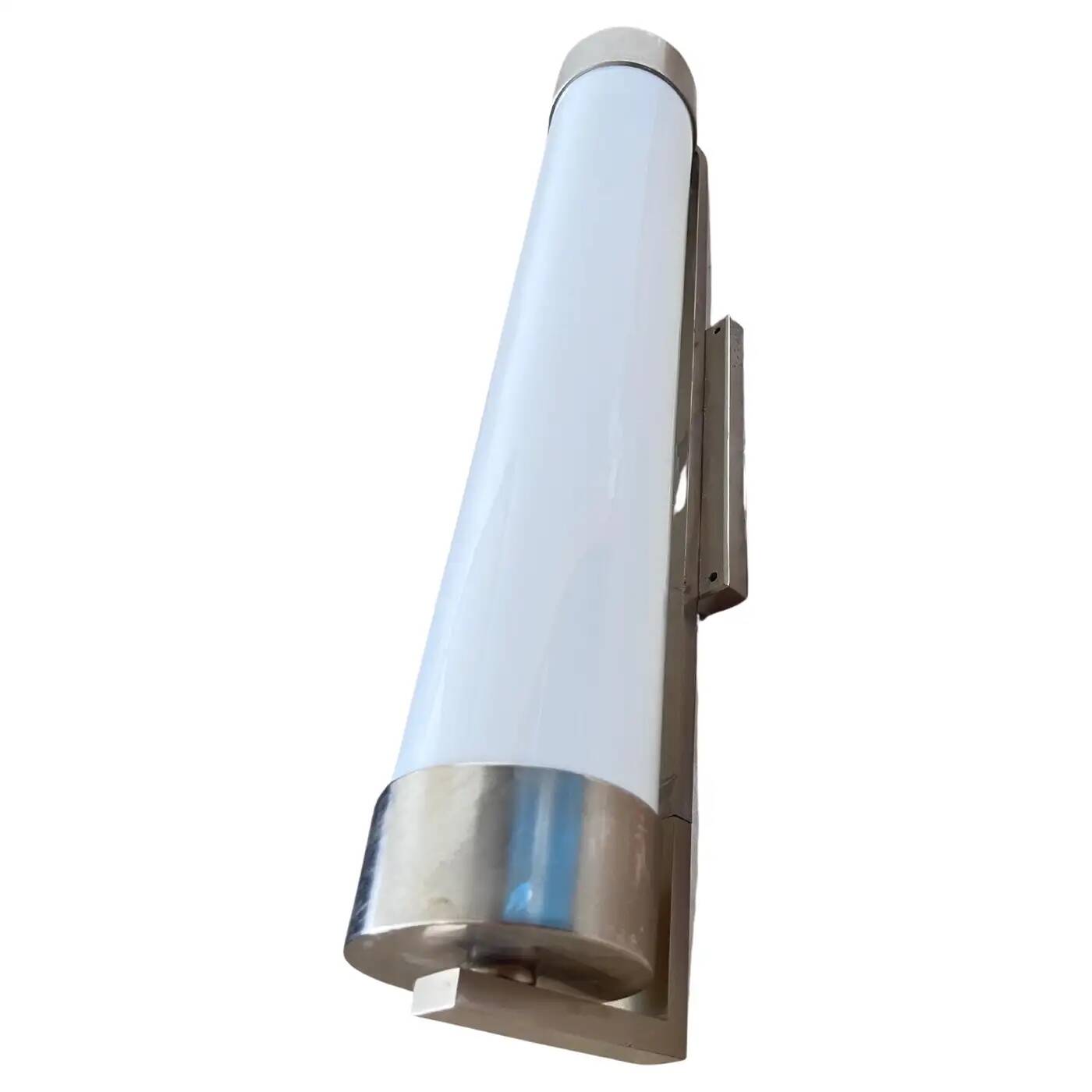 XXL big chrome and milk glass Bauhaus / functionalist wall lamp - 1930s