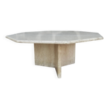 Octagonal coffee table in travertine