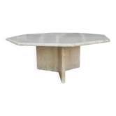 Octagonal coffee table in travertine