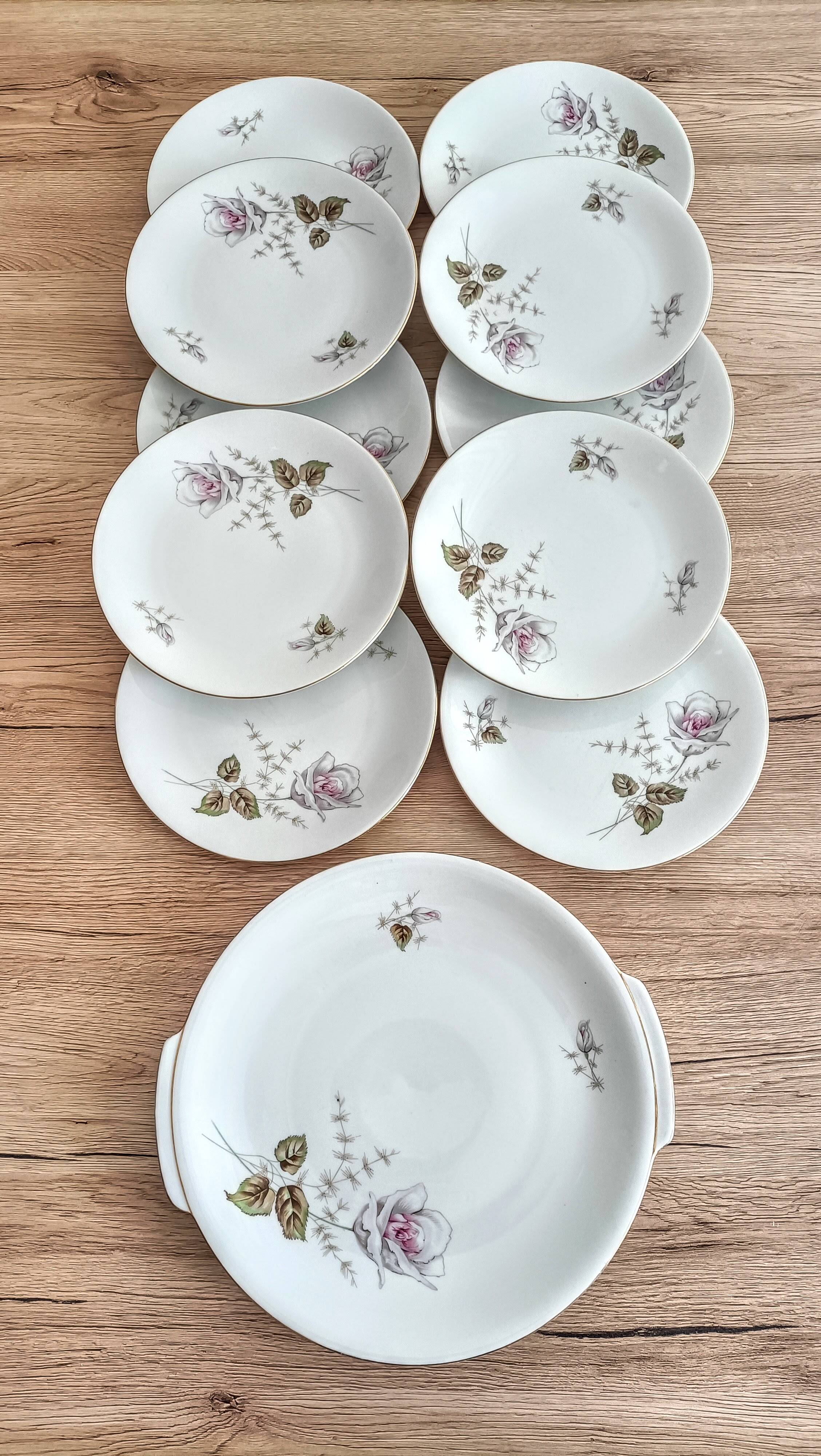 Service à dessert 10 assiettes et plat en porcelaine PMR Bavaria Jaeger & Co