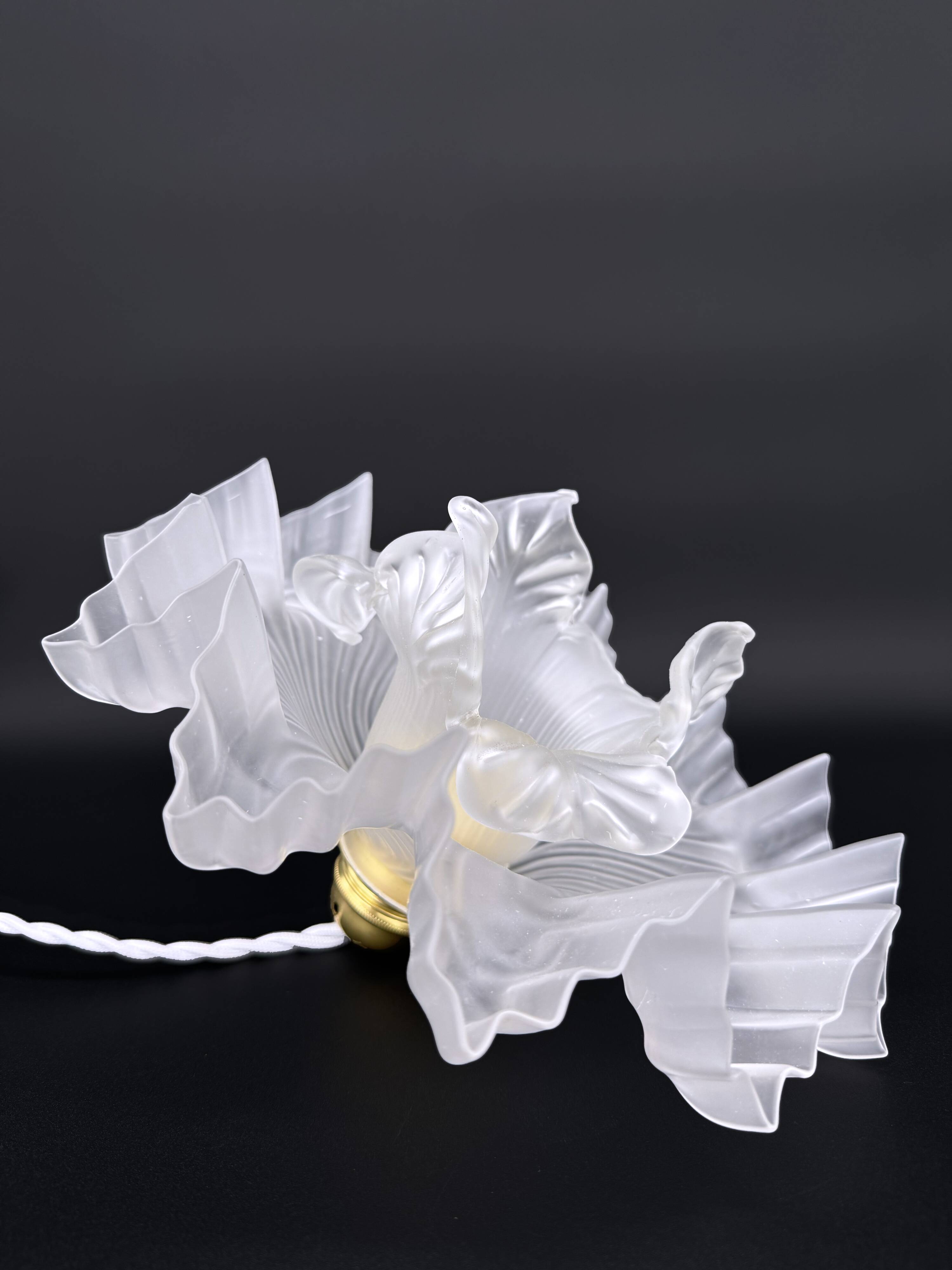 Double Medusa Pendant - Art Nouveau Molded Draped Frosted Glass