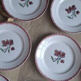 Set of 9 Badonviller flower dinner plates
