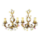 Pair of Maison Baguès wall lights with porcelain flowers, early 19th century