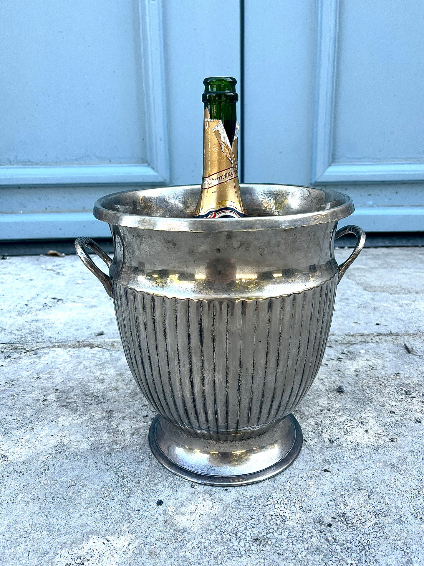 Silver Plated Champagne Bucket – Italian Empire Style Wine Cooler