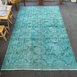 Turkish oushak 6x9 aqua rug for bedroom -aqua vintage rug aqua moon.133