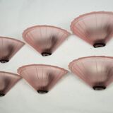 Set of six De Majo sconces in thick pink murano glass. Italy 1980s