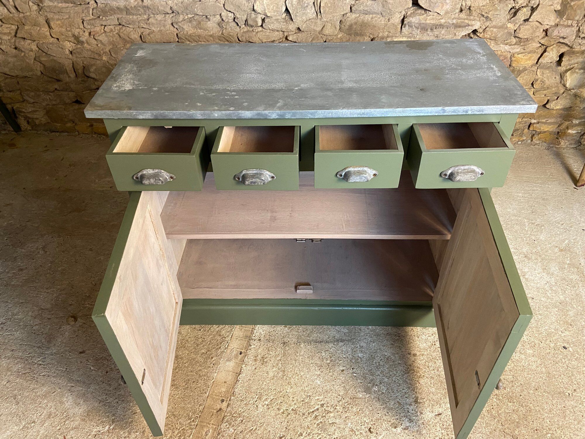 Green sideboard 4 drawers