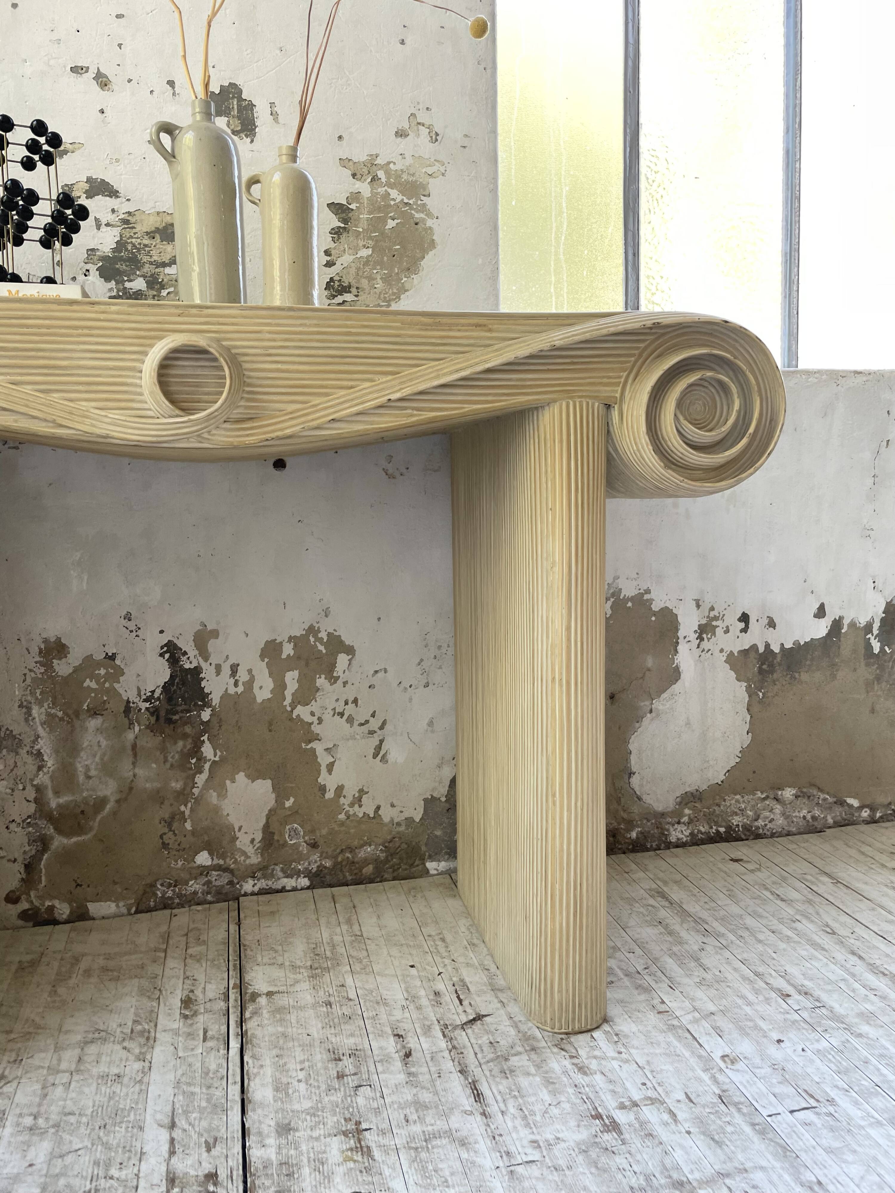 70s console in tropicalist rattan