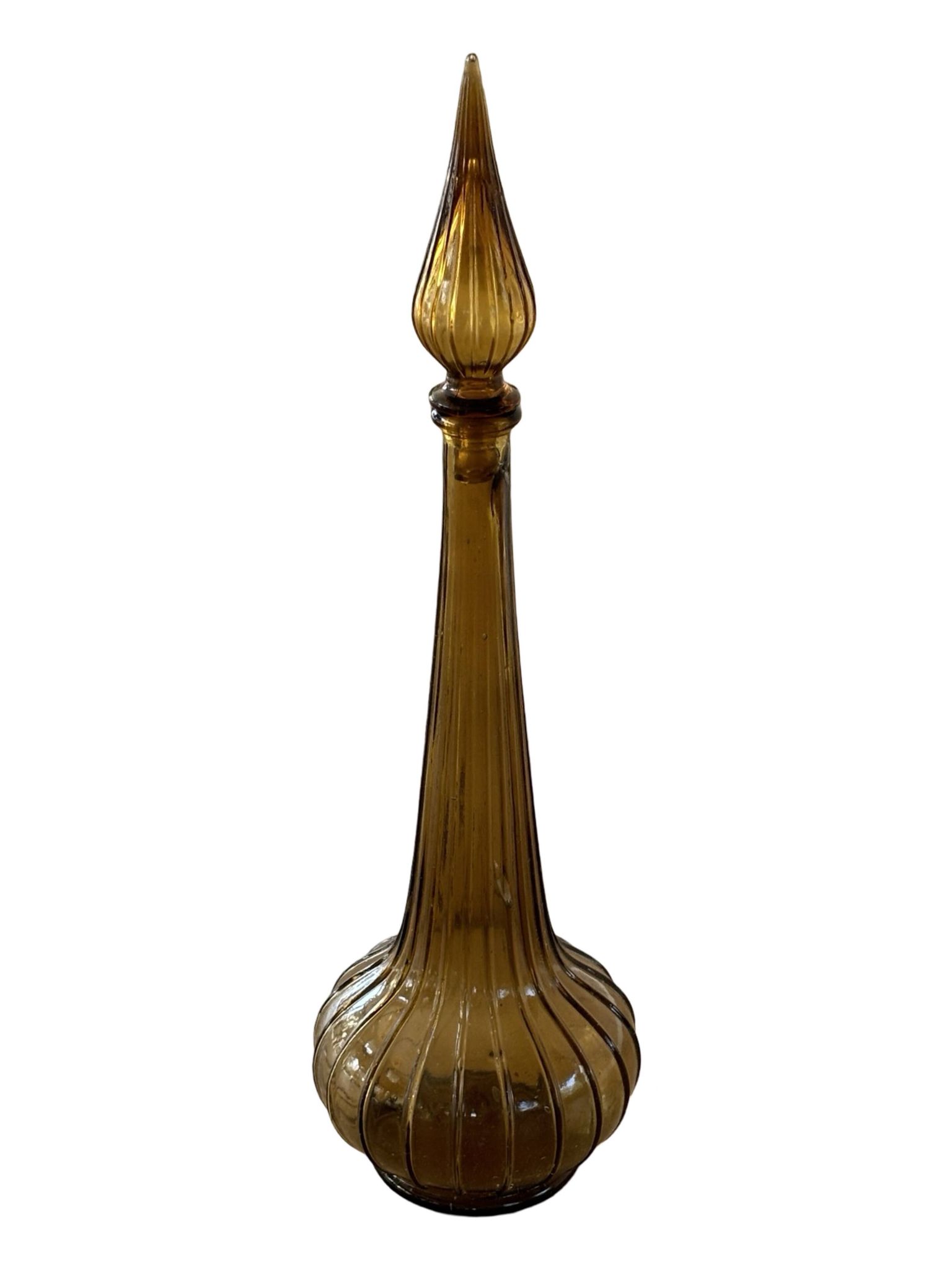 Vintage Empoli Glass Decanter with Stopper, Italy, 1960s