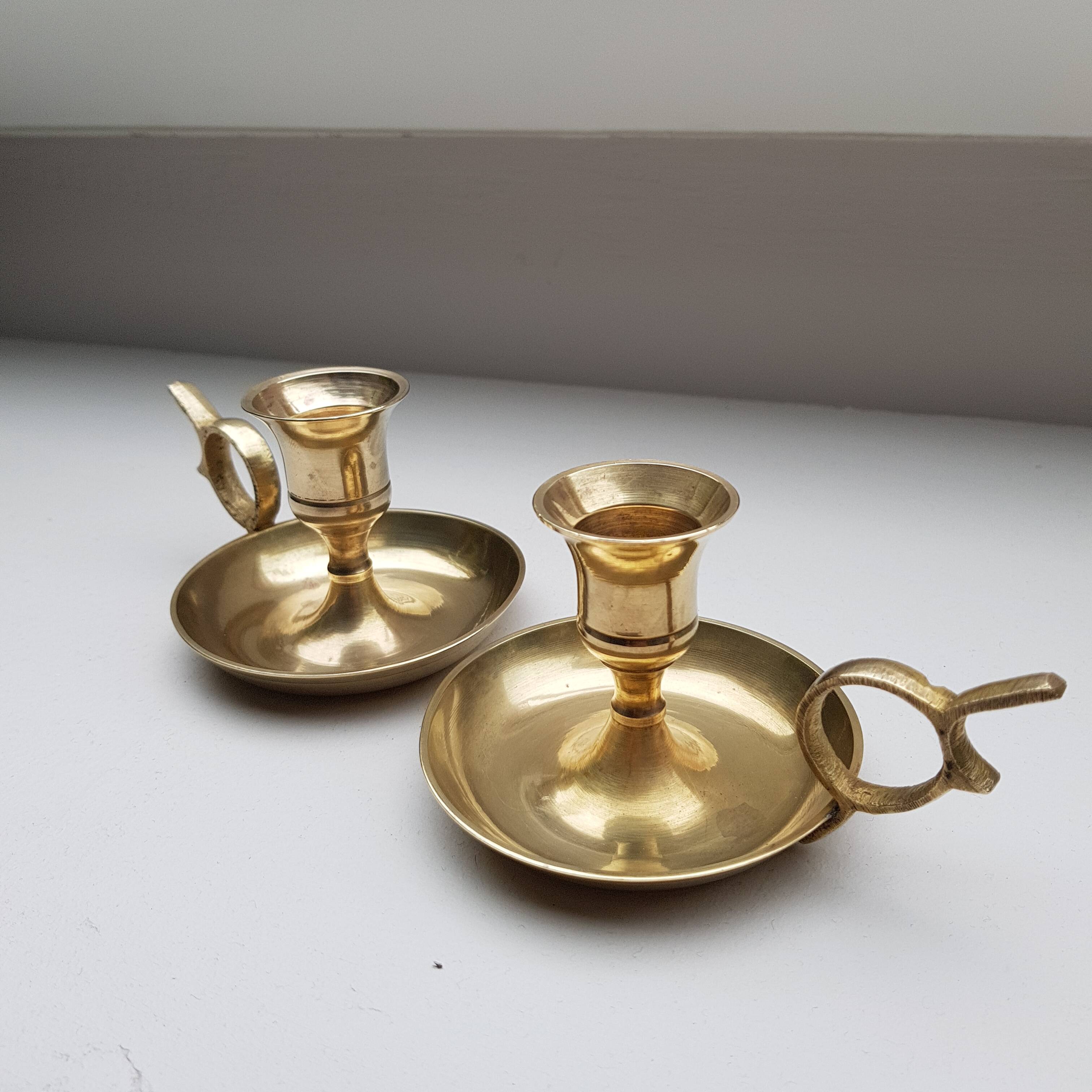 2 candlesticks taper brass