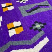 Off-white Moroccan rug with colorful patterns, 250cm x 150cm