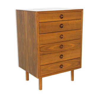 Walnut chest of drawers, Skaraborgs Möbelindustri Tibro, Sweden, 1960