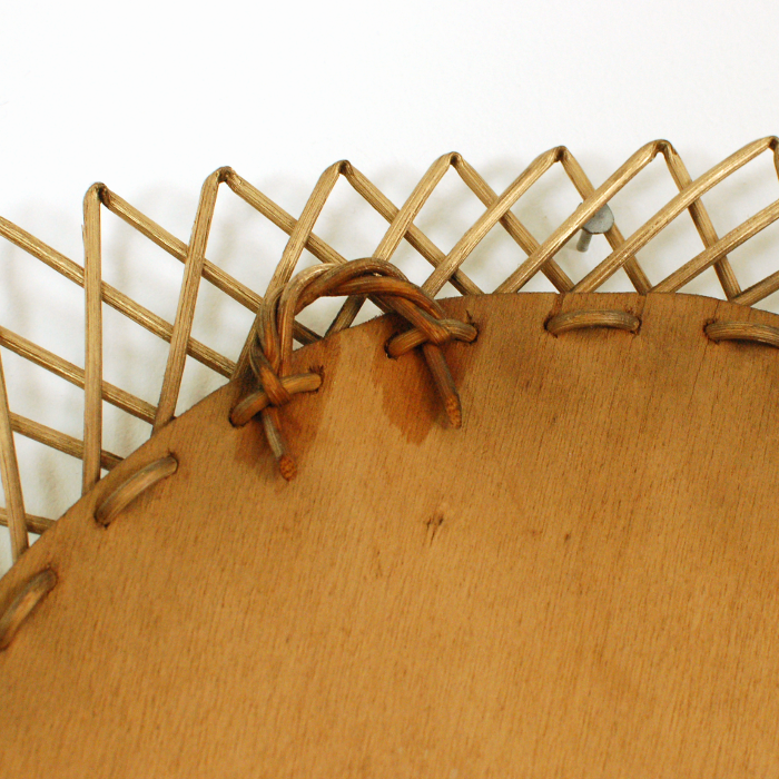 Mirror in golden rattan 42x42cm